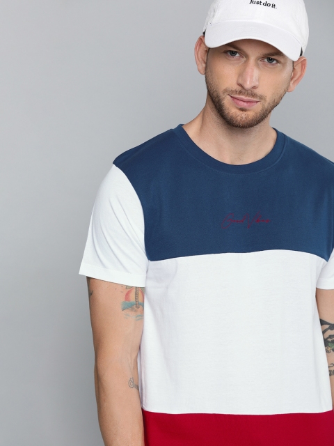 

Kook N Keech Men Navy Blue & White Colourblocked Round Neck T-shirt