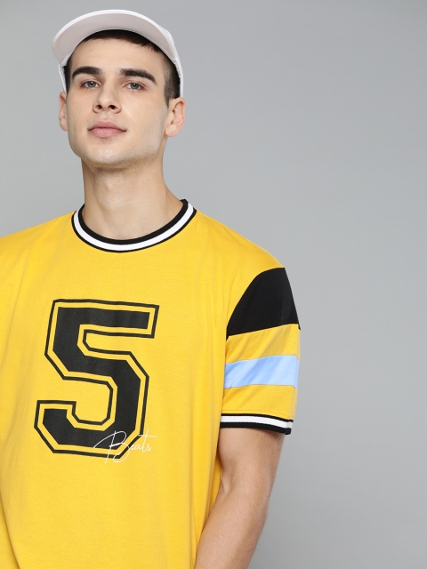 

Kook N Keech Men Yellow Varsity Printed Regular Fit Round Neck T-shirt