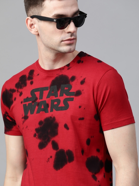 

Kook N Keech Men Red & Black Dyed Round Neck Star Wars T-shirt