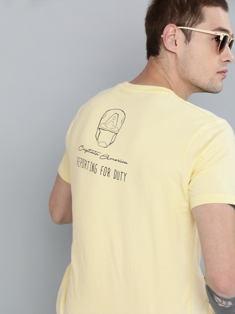 

Kook N Keech Marvel Men Yellow Back Printed Round Neck T-shirt