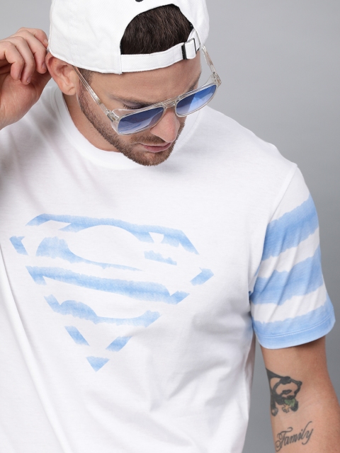 

Justice League Men White Superman Printed Round Neck T-shirt