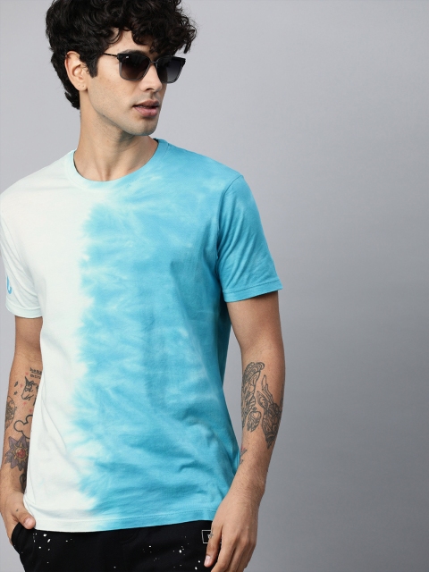

Kook N Keech Men White & Blue Colourblocked Round Neck T-shirt