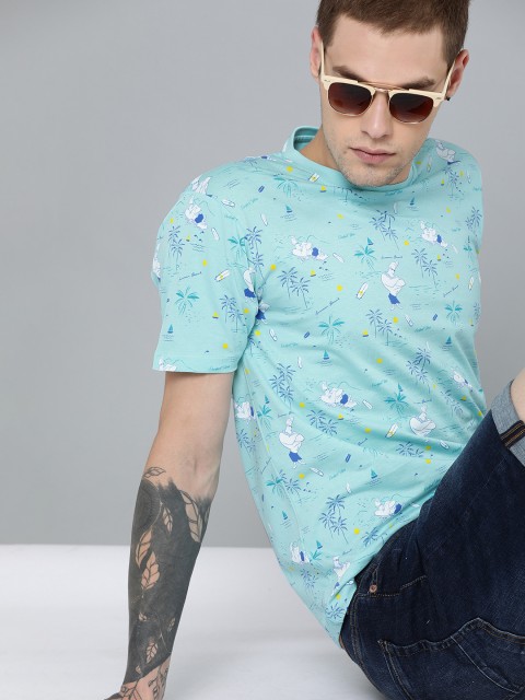 

Johnny Bravo by Kook N Keech Men Blue Printed Round Neck T-shirt