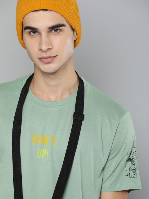 

Kook N Keech Men Green Garfield Odie Printed Regular Fit Round Neck Pure Cotton T-shirt