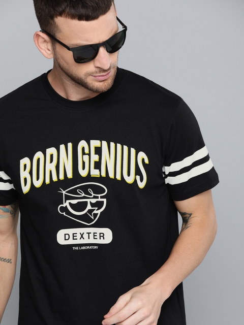 

Dexter by Kook N Keech Men Black & Yellow Printed Round Neck T-shirt