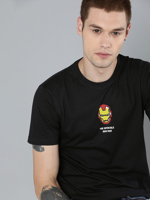 

Kook N Keech Marvel Men Black Solid Round Neck T-shirt