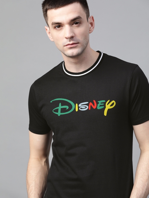 

Kook N Keech Disney Men Black Printed Round Neck Pure Cotton T-shirt