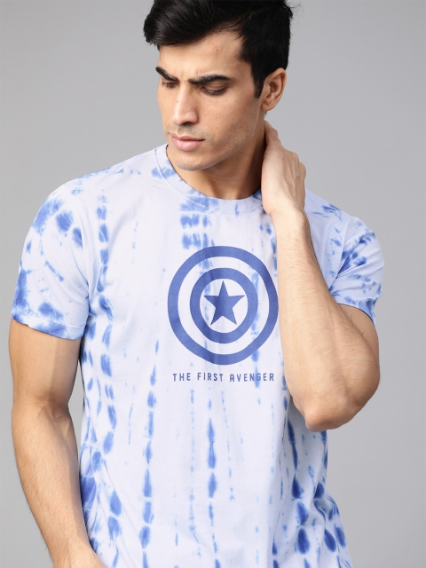 

Kook N Keech Marvel Men Blue Dyed With Avengers Print Round Neck T-shirt, White