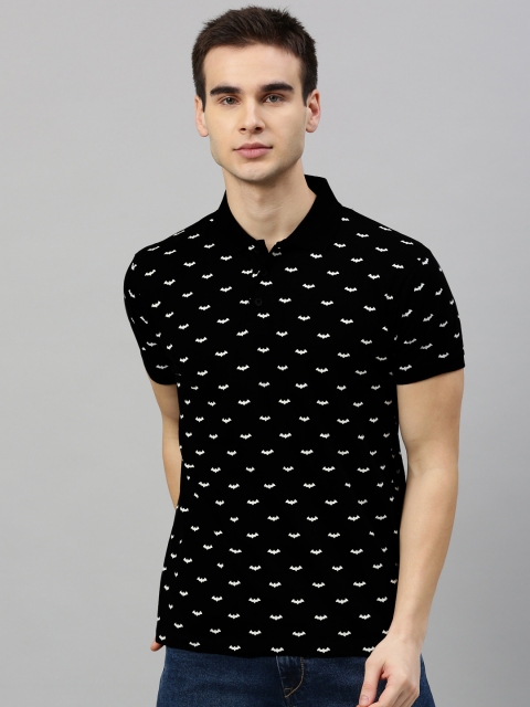 

Justice League Men Black White Batman Printed Polo Collar T-shirt