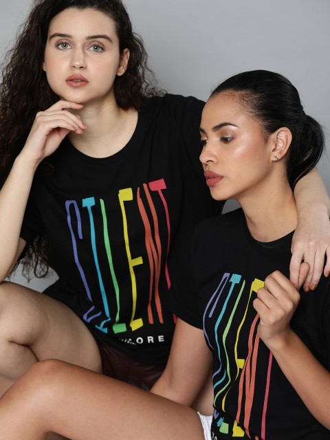 

Kook N Keech Unisex Black Printed Round Neck T-shirt