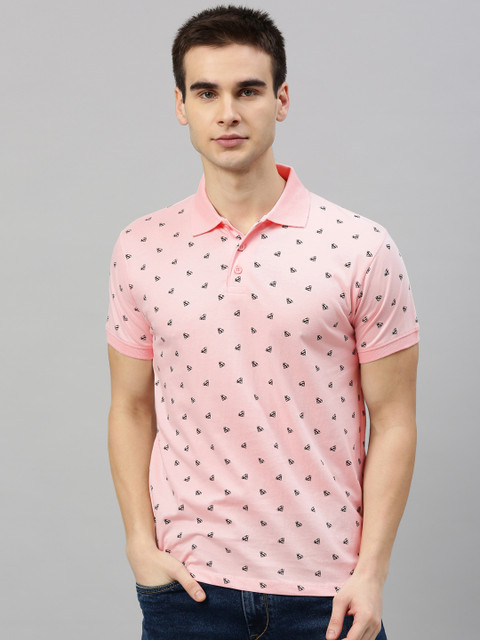 

Justice League Men Peach-Coloured Black Superman Printed Polo Collar T-shirt