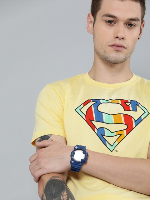 

Justice League Men Yellow Printed Round Neck T-shirt