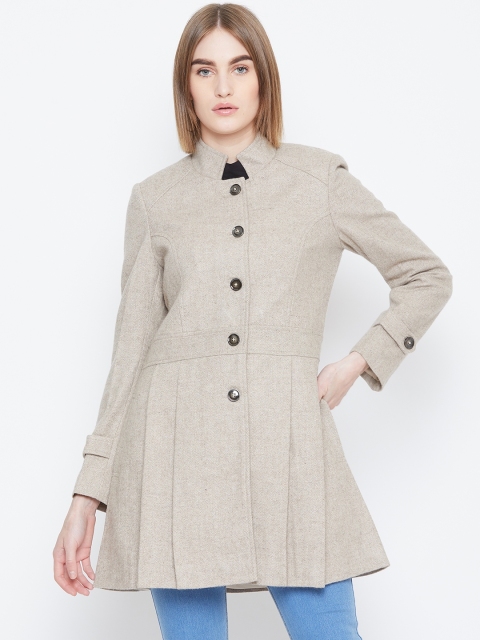 

Trufit Women Beige Herringbone Patterned Princess Coat