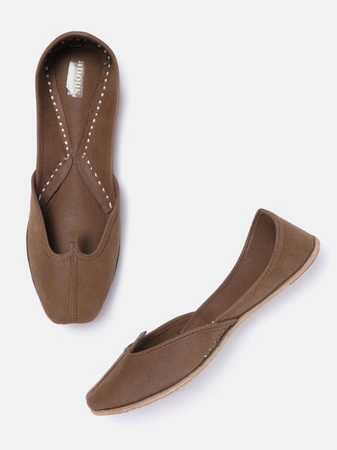 

Anouk Women Coffee Brown Solid Mojaris