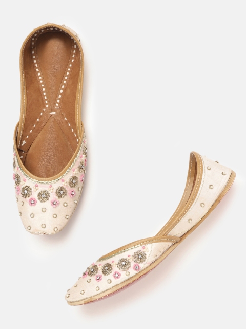 

Anouk Women Off-White Embellished Mojaris