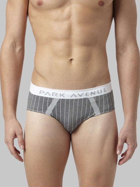 

Park Avenue Men Grey & White Striped Basic Briefs PZRA00084-W1
