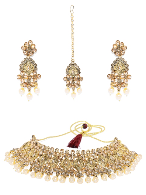 

Peora 18k Gold-Plated Kundan & Pearls Studded Jewellery Set