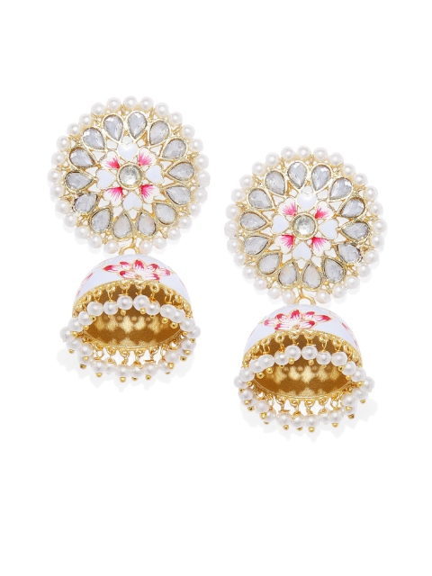 

Peora 18K Gold-Plated & Blue Dome Shaped Meenakari Handwork Jhumkas