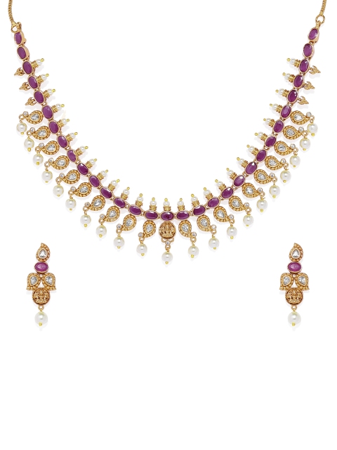 

Peora 18K Gold-Plated Ruby & Emerald Studded Jewellery Set