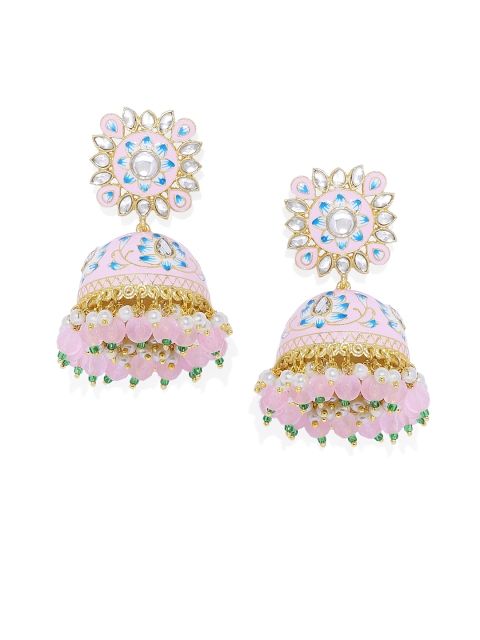 

Peora 18K Gold-Plated & Pink Meenakari Handwork Dome Shaped Jhumkas