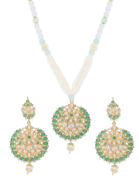 

Peora 18K Gold-Plated & Green Kundan & Pearl Studded Jewellery Set