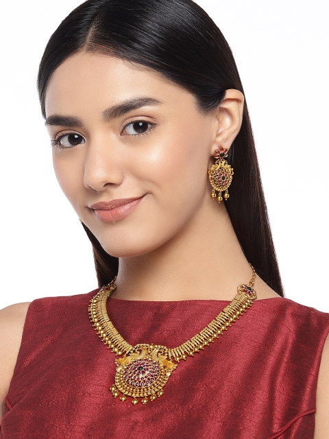 

Peora Gold-Plated & Purple Zircon Stone Studded Jewellery Set
