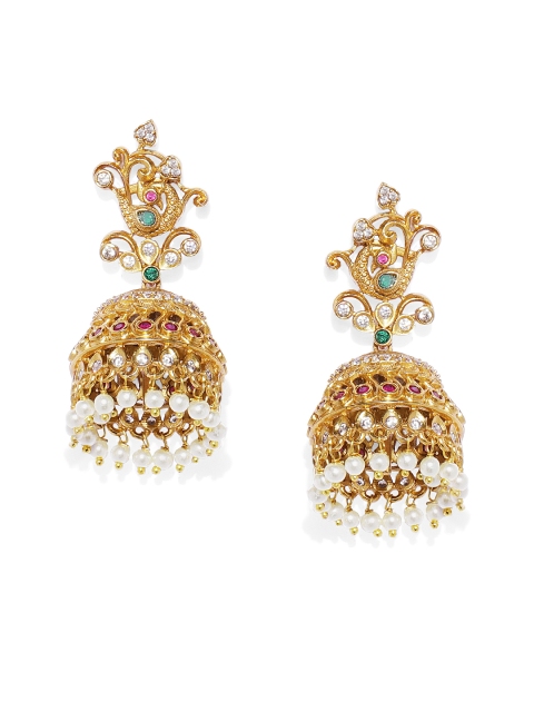 

Peora Gold-Plated Dome Shaped Embellished Temple Jhumkas