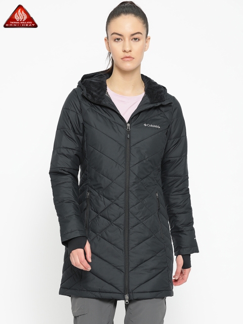 

Columbia Women Black Solid Heavenly Long Hooded Padded Jacket