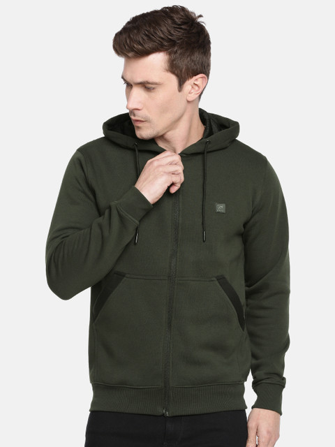 

Proline Active Men Olive Green Solid Hooded Sweatshirt