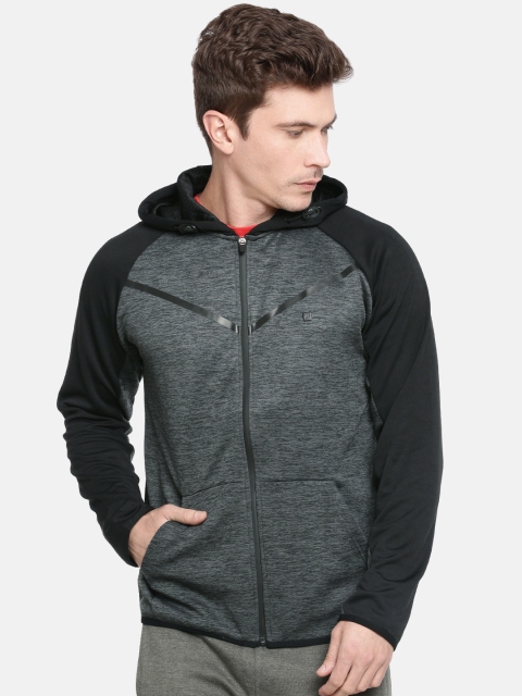 Proline Active Men Charcoal Grey Solid Hooded Sweatshirt