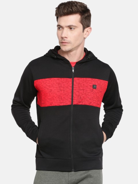 

Proline Active Men Black & Red Colourblocked Hooded Sweatshirt