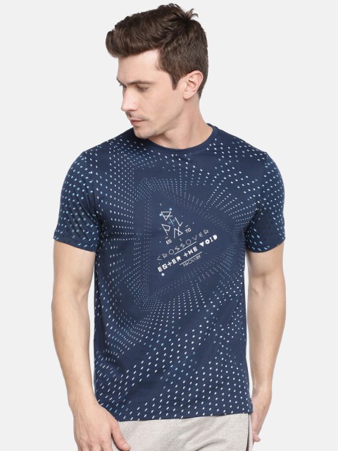 

Proline Active Men Navy Blue & White Printed Round Neck T-shirt