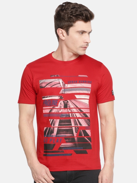 

Proline Active Men Red Printed Round Neck T-shirt