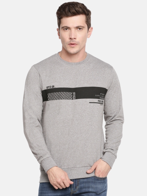 

Proline Active Men Grey Melange Printed Sweatshirt