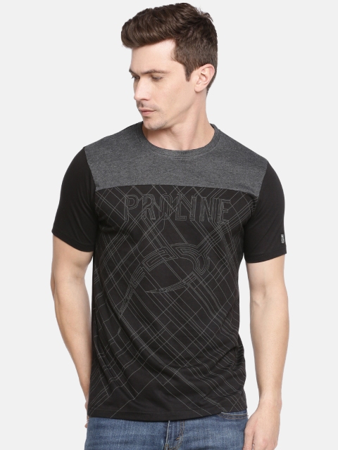 

Proline Active Men Black & Grey Printed Round Neck T-shirt