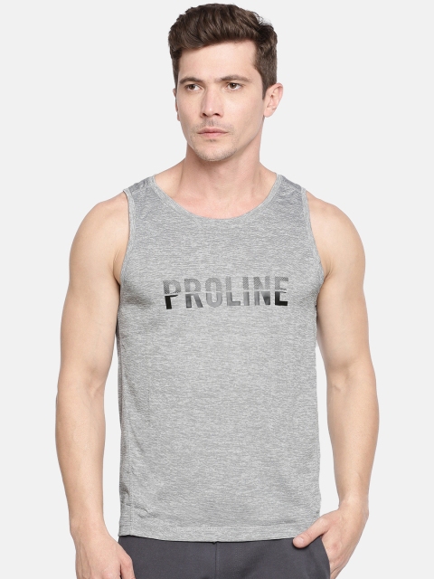 

Proline Active Men Grey Melange Pro-Dry Printed Round Neck T-shirt