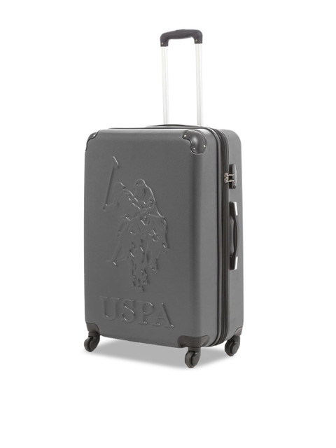 

U.S. Polo Assn. Unisex Grey Textured Hard Expandable 360-Degree Rotation Trolley Suitcase