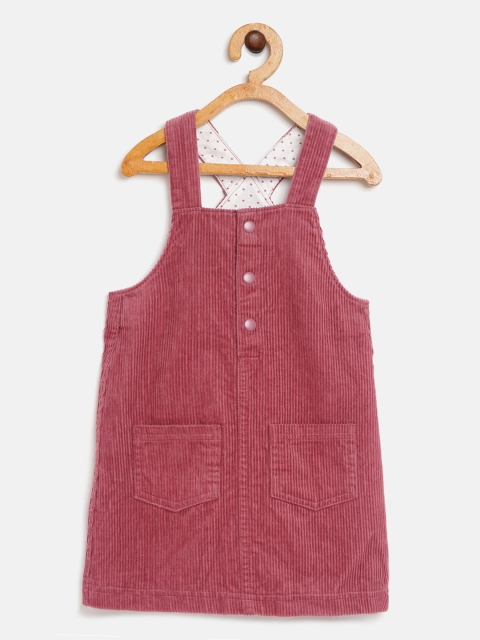 

Marks & Spencer Girls Dusty Pink Self Striped Corduroy Pinafore Dress