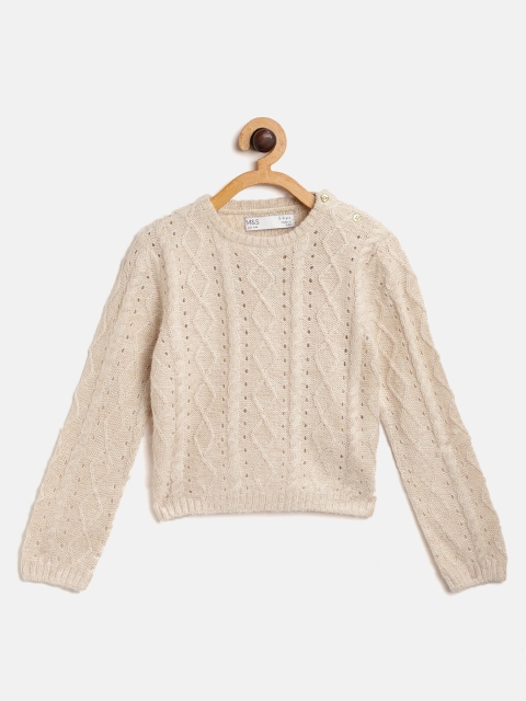 

Marks & Spencer Girls Beige Shimmered Self Design Pullover Sweater