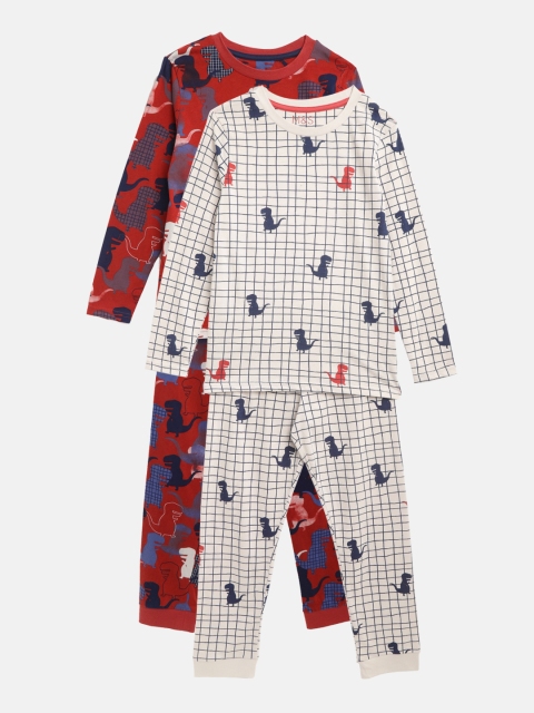 

Marks & Spencer Boys Pack of 2 Printed Night Suit, Rust