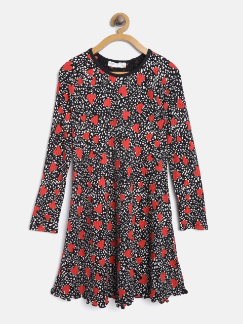 

Marks & Spencer Girls Black & Red Printed A-Line Dress