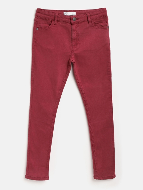 

Marks & Spencer Girls Maroon Super Skinny Fit Mid-Rise Clean Look Stretchable Jeans