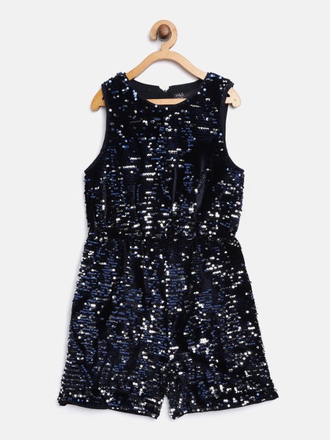 

Marks & Spencer Girls Navy Blue & Silver Sequinned Playsuit