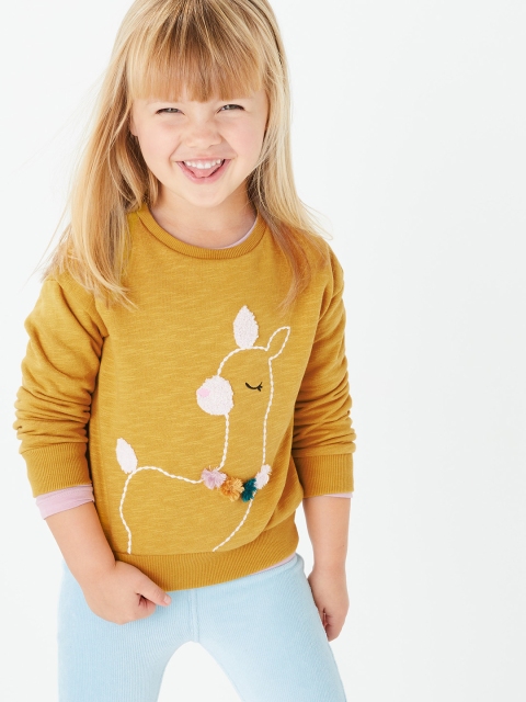 

Marks & Spencer Girls Mustard Yellow & White Lamb Embroidered Sweatshirt