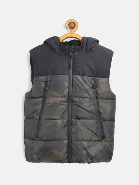 

Marks & Spencer Boys Olive Green Camouflage Print Water Resistant Hooded Padded Jacket