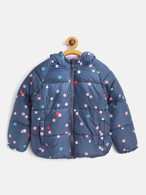 

Marks & Spencer Girls Navy & Pink Printed Hooded Padded Jacket, Navy blue
