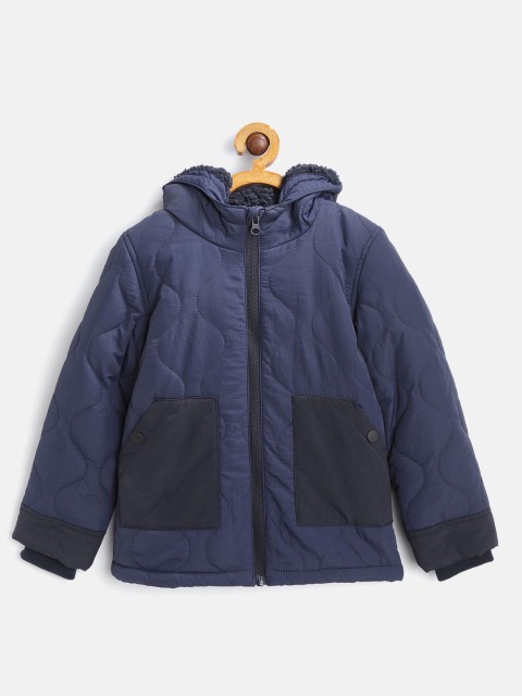

Marks & Spencer Boys Navy Blue Solid Hooded Quilted Jacket