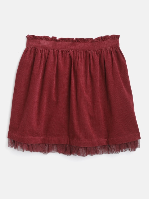 

Marks & Spencer Girls Maroon Solid Corduroy Flared Skirt