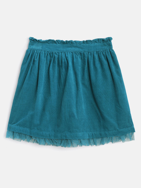 

Marks & Spencer Girls Teal Blue Solid Corduroy Flared Skirt
