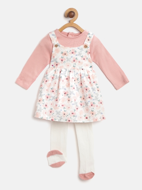 

Marks & Spencer Girls White & Pink Floral Print A-Line Dress with Bodysuit & Stockings